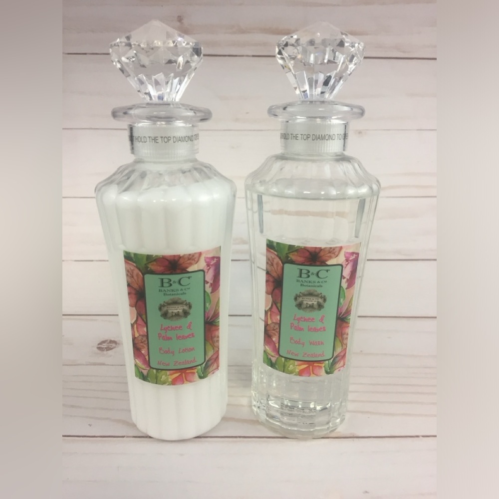 B&C Banks & Co Botanicals Lychee & Palm Leaves Body Lotion & Body Wash 10.2 oz